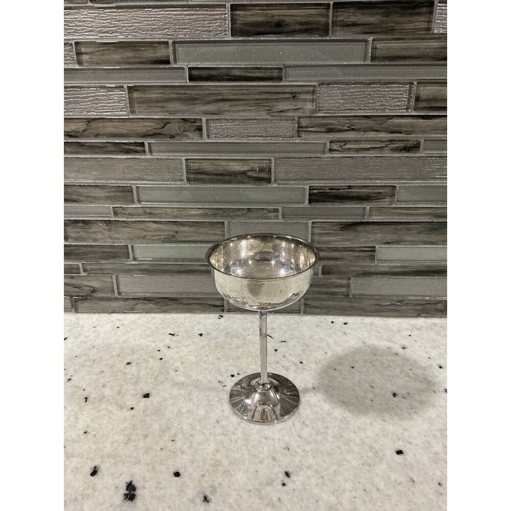 Vintage Silver Mercury Glass Pedestal Goblet Chalice Made in India Decor